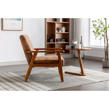 Mid-Century Modern Wooden Upholstered Accent Arm Chair