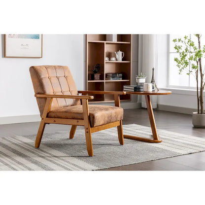 Mid-Century Modern Wooden Upholstered Accent Arm Chair