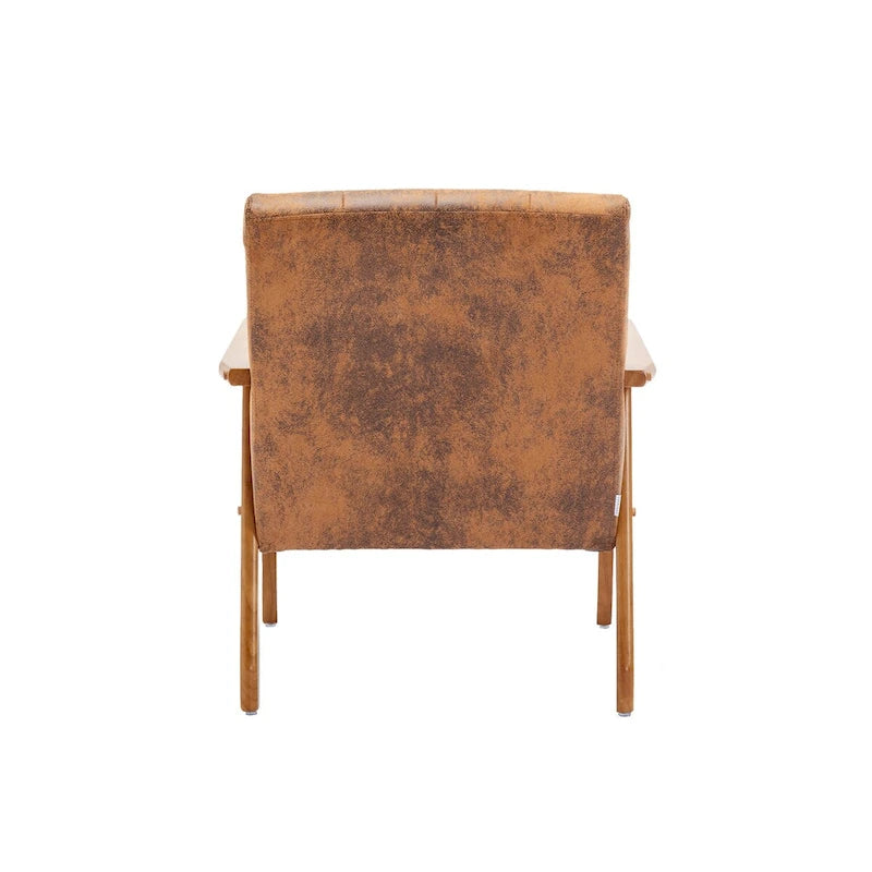 Mid-Century Modern Wooden Upholstered Accent Arm Chair