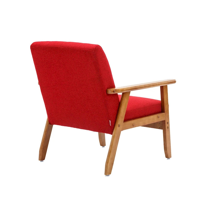 Mid-Century Modern Wooden Upholstered Accent Arm Chair