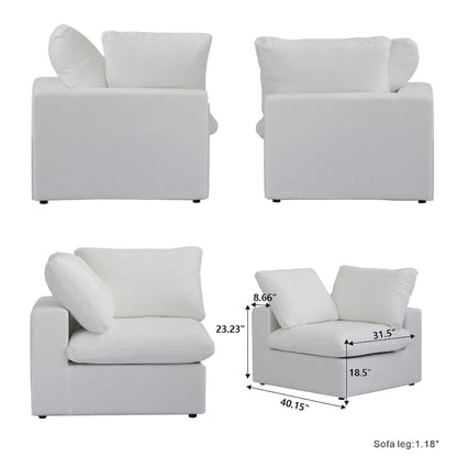 3PCS Living Room Sofa Set, Cloud Modular Sectional Sofa with Storage Ottoman