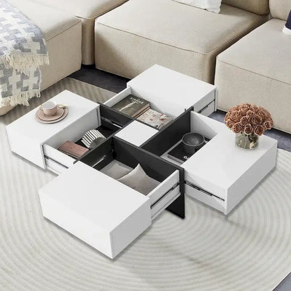Unique Stylish Wooden Coffee Table with Sliding Extended Table Top