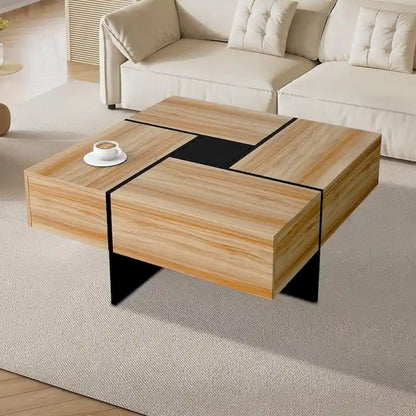 Unique Stylish Wooden Coffee Table with Sliding Extended Table Top