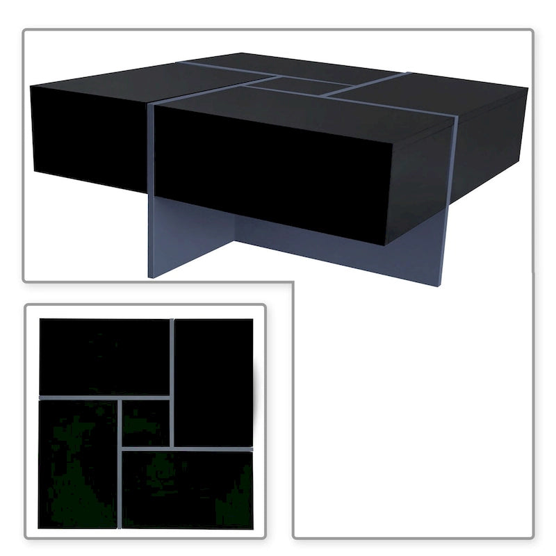 Unique Stylish Wooden Coffee Table with Sliding Extended Table Top