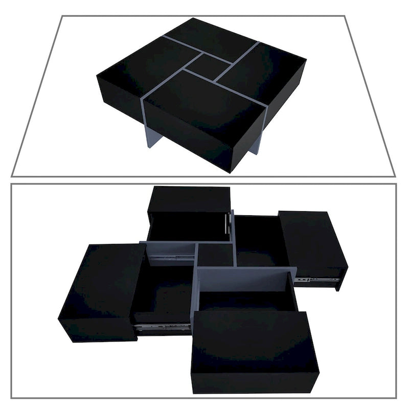 Unique Stylish Wooden Coffee Table with Sliding Extended Table Top