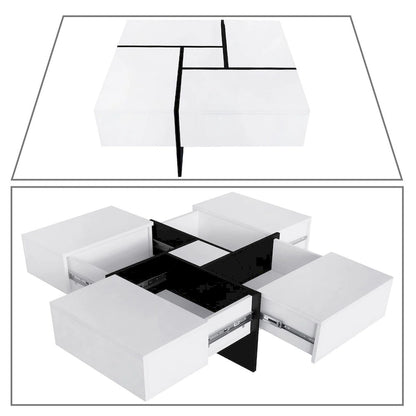 Unique Stylish Wooden Coffee Table with Sliding Extended Table Top