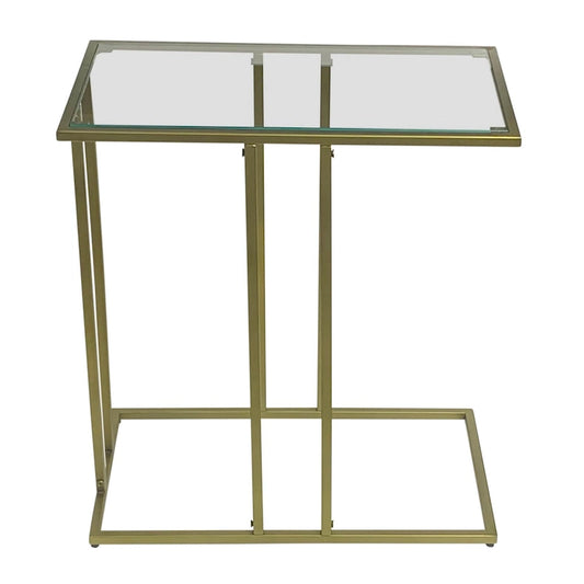 Carolina Living Serena End Table with Clear Glass - Antique Gold