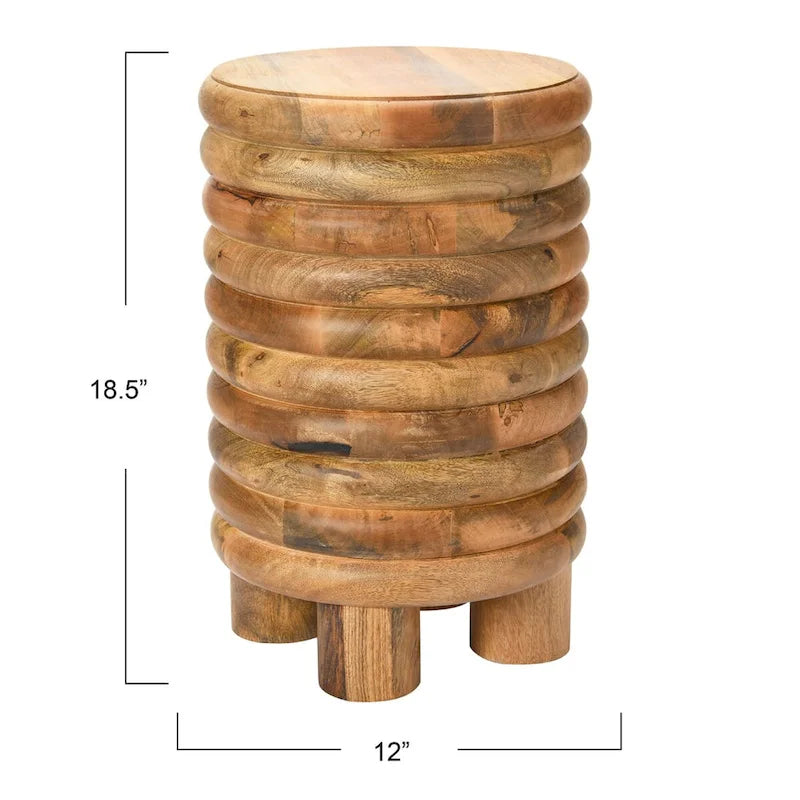 Dossier Vintage Solid Wood End Table or Stool