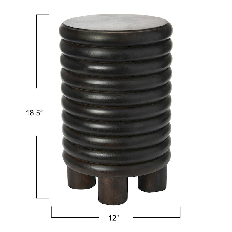 Dossier Vintage Solid Wood End Table or Stool