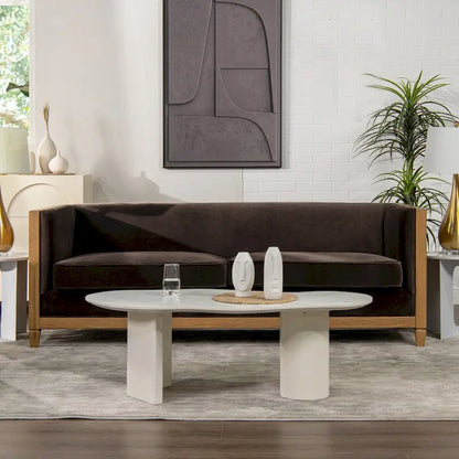 Georgia 81 Oak Wood & Rattan Sofa