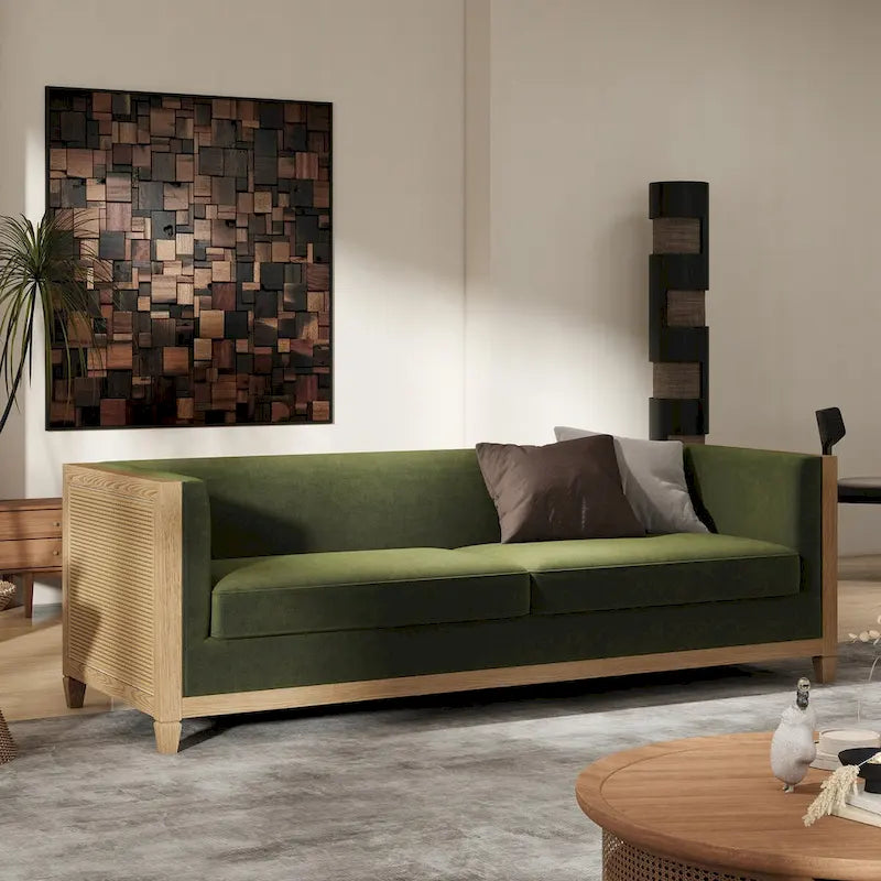 Georgia 81 Oak Wood & Rattan Sofa