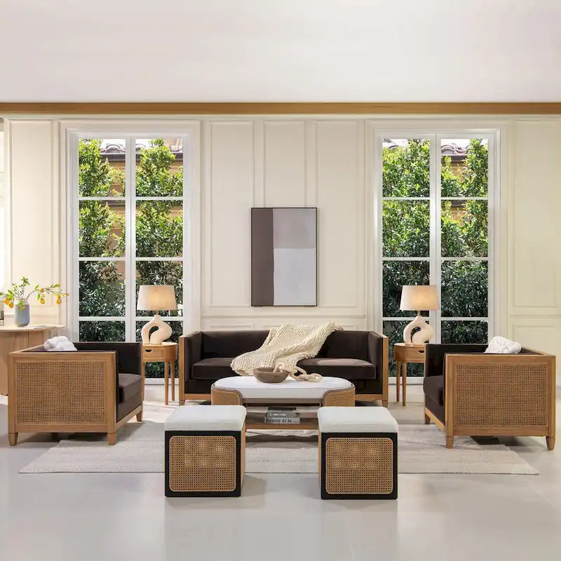 Georgia 81 Oak Wood & Rattan Sofa