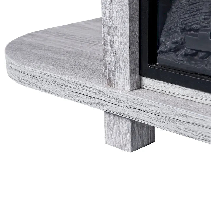 48 Light Gray Wood TV Stand with 18 Black Insert Electric Fireplace