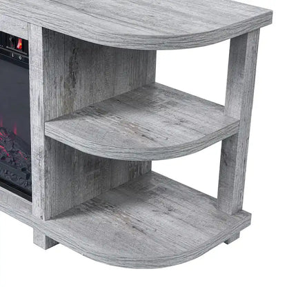 48 Light Gray Wood TV Stand with 18 Black Insert Electric Fireplace
