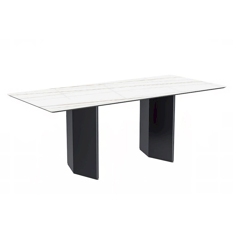 Lior Rectangular Dining Table with Glass/Sintered Stone Tabletop in Steel