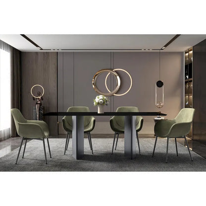 Lior Rectangular Dining Table with Glass/Sintered Stone Tabletop in Steel