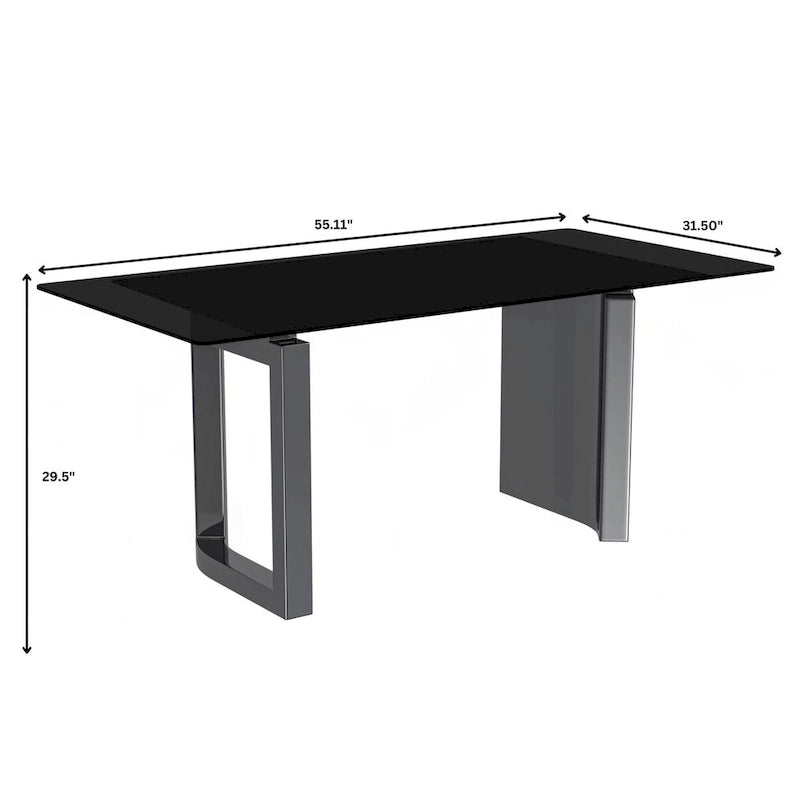 Lior Rectangular Dining Table with Glass/Sintered Stone Tabletop in Steel