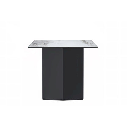 Lior Rectangular Dining Table with Glass/Sintered Stone Tabletop in Steel