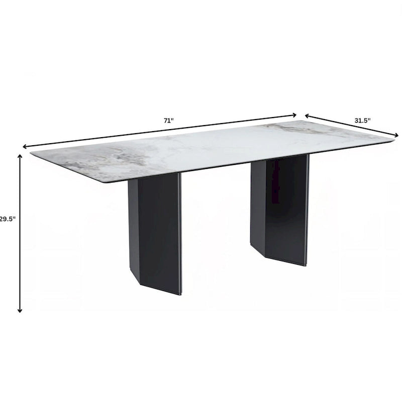 Lior Rectangular Dining Table with Glass/Sintered Stone Tabletop in Steel
