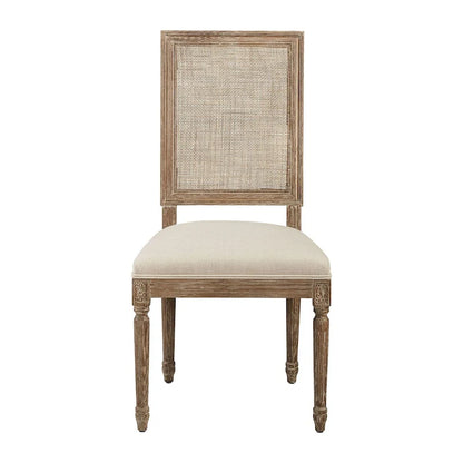 Linen and Cane Oak Dining Chair, Neutral