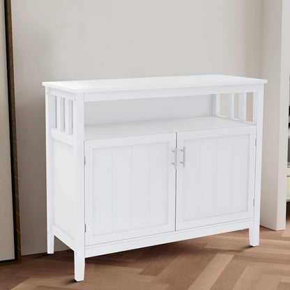 Classic Minimalist Wooden Sideboard with a Cabinet and an Open Storage Compartment