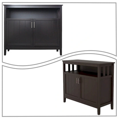 Classic Minimalist Wooden Sideboard with a Cabinet and an Open Storage Compartment