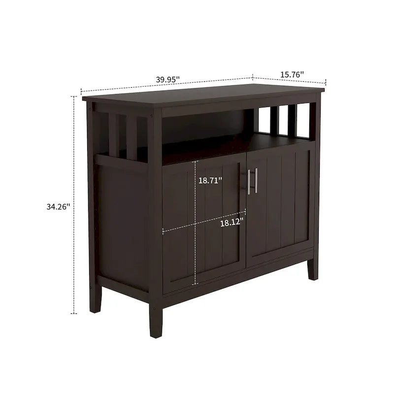 Classic Minimalist Wooden Sideboard with a Cabinet and an Open Storage Compartment