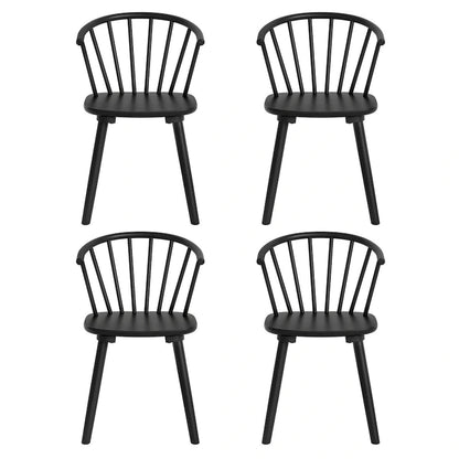 Modern Kitchen Wooden Spindle Back Armless Set of 4 Dining Chairs