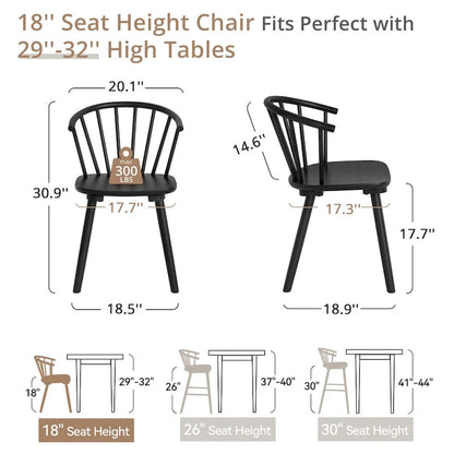 Modern Kitchen Wooden Spindle Back Armless Set of 4 Dining Chairs