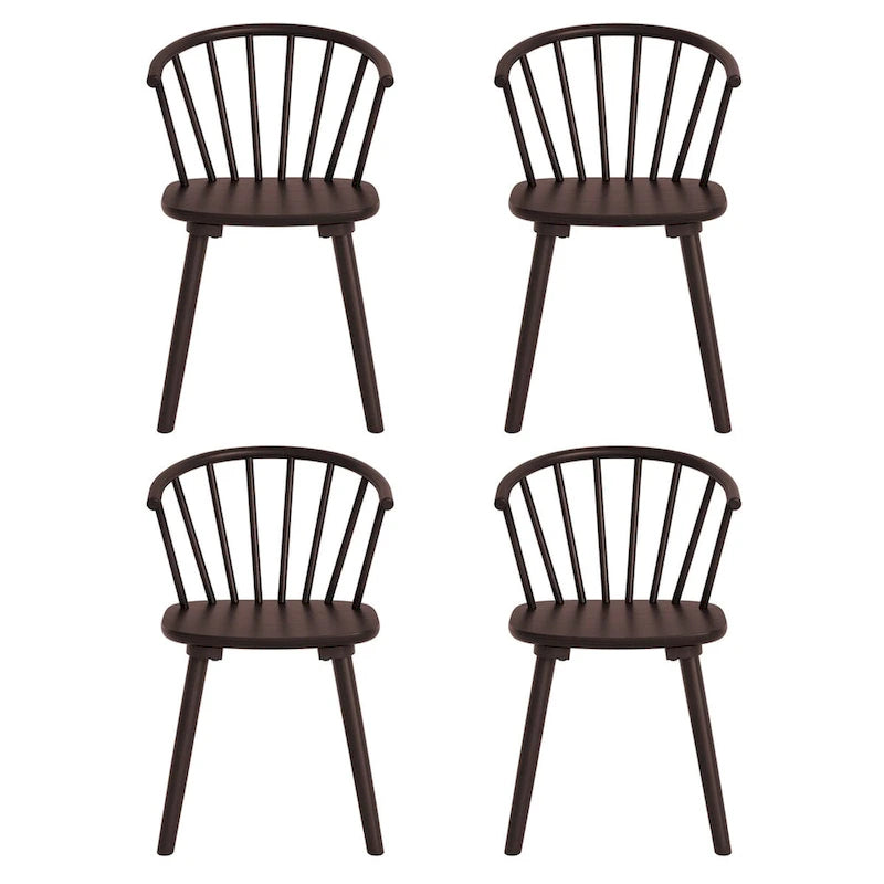 Modern Kitchen Wooden Spindle Back Armless Set of 4 Dining Chairs
