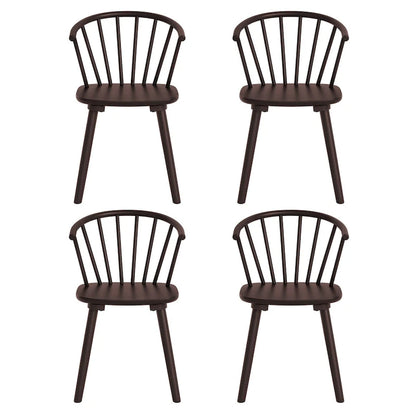 Modern Kitchen Wooden Spindle Back Armless Set of 4 Dining Chairs