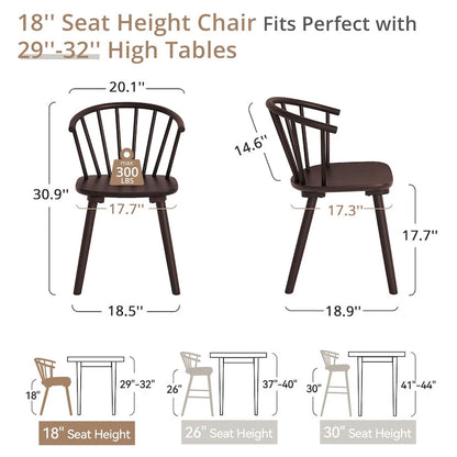 Modern Kitchen Wooden Spindle Back Armless Set of 4 Dining Chairs