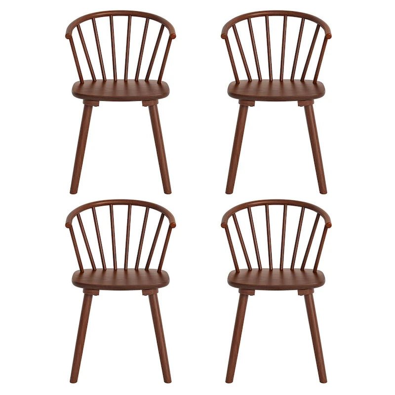 Modern Kitchen Wooden Spindle Back Armless Set of 4 Dining Chairs