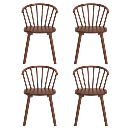 Modern Kitchen Wooden Spindle Back Armless Set of 4 Dining Chairs