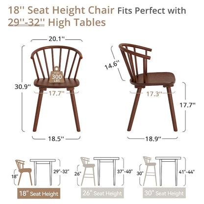Modern Kitchen Wooden Spindle Back Armless Set of 4 Dining Chairs