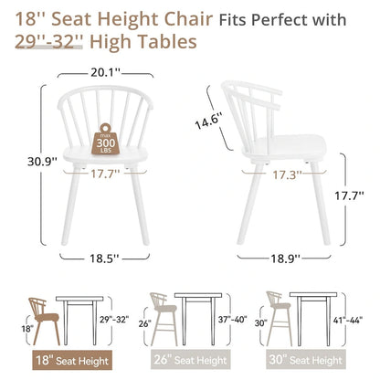 Modern Kitchen Wooden Spindle Back Armless Set of 4 Dining Chairs