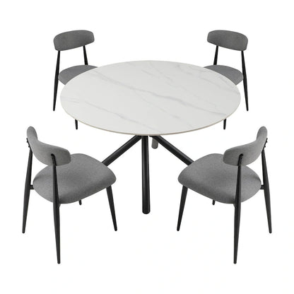 Modern Glam Marble Round Dining Table with Metal Cross Legs