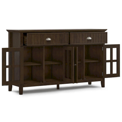 WYNDENHALL Normandy SOLID WOOD 60 inch Wide Rectangle Transitional Large Sideboard Buffet in Brunette Brown