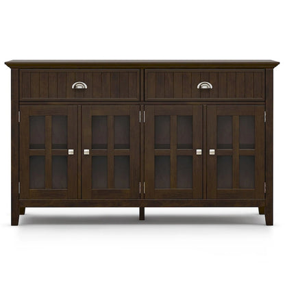 WYNDENHALL Normandy SOLID WOOD 60 inch Wide Rectangle Transitional Large Sideboard Buffet in Brunette Brown