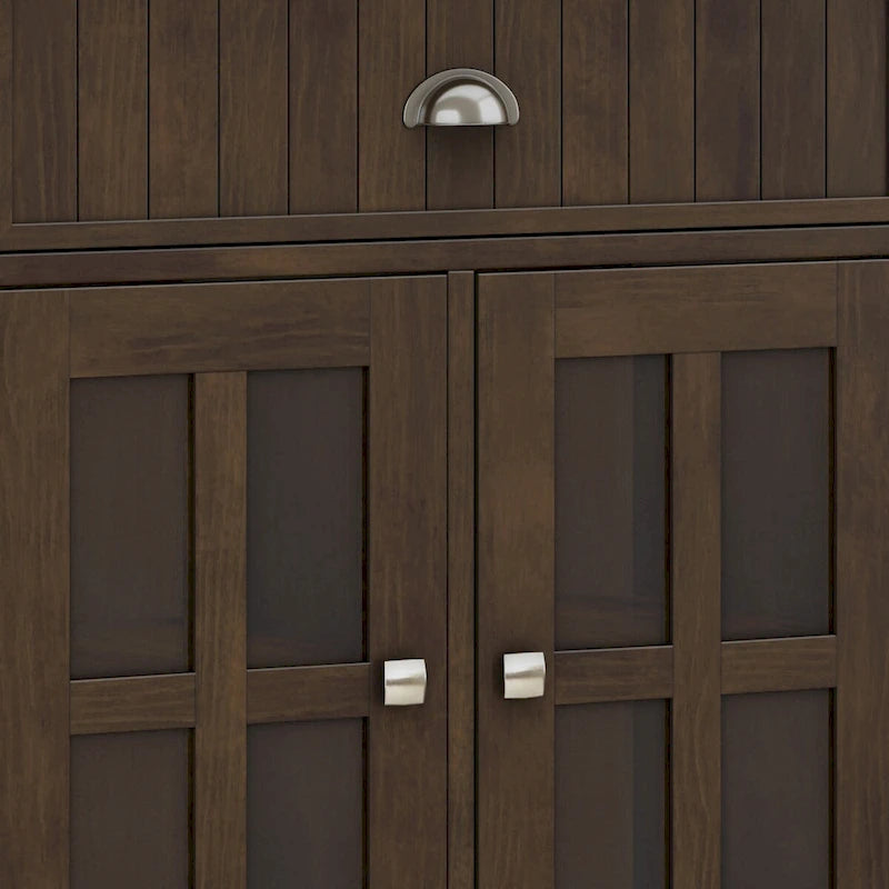 WYNDENHALL Normandy SOLID WOOD 60 inch Wide Rectangle Transitional Large Sideboard Buffet in Brunette Brown