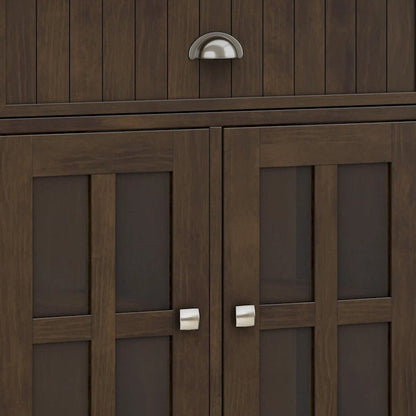 WYNDENHALL Normandy SOLID WOOD 60 inch Wide Rectangle Transitional Large Sideboard Buffet in Brunette Brown