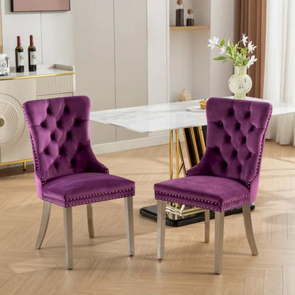 High-end Tufted Solid Wood Contemporary Velvet Upholstered Dining Chair with Chrome Stainless Steel Plating Legs