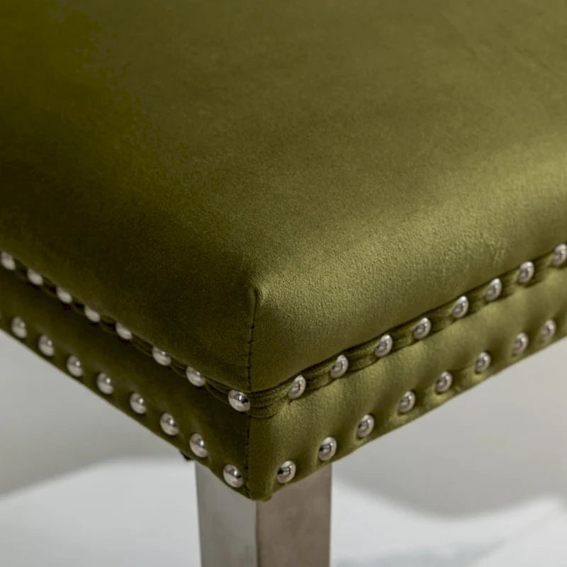 High-end Tufted Solid Wood Contemporary Velvet Upholstered Dining Chair with Chrome Stainless Steel Plating Legs