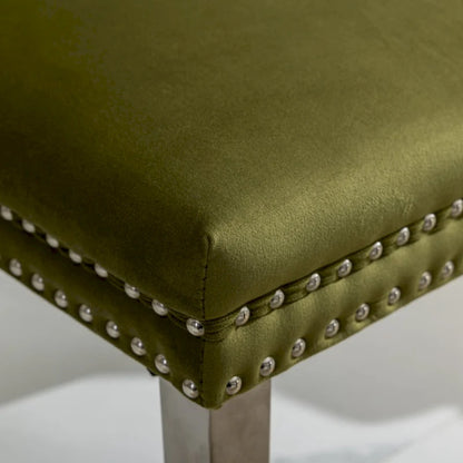 High-end Tufted Solid Wood Contemporary Velvet Upholstered Dining Chair with Chrome Stainless Steel Plating Legs