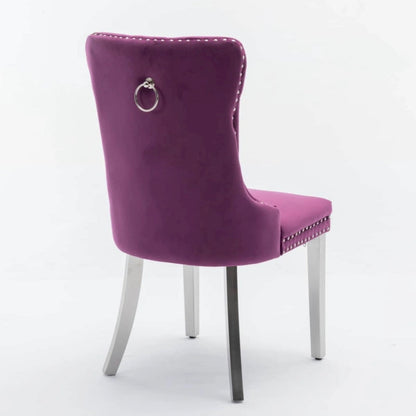 High-end Tufted Solid Wood Contemporary Velvet Upholstered Dining Chair with Chrome Stainless Steel Plating Legs