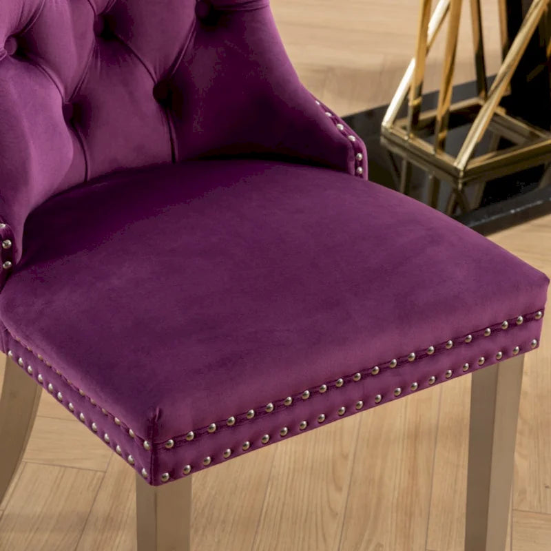 High-end Tufted Solid Wood Contemporary Velvet Upholstered Dining Chair with Chrome Stainless Steel Plating Legs