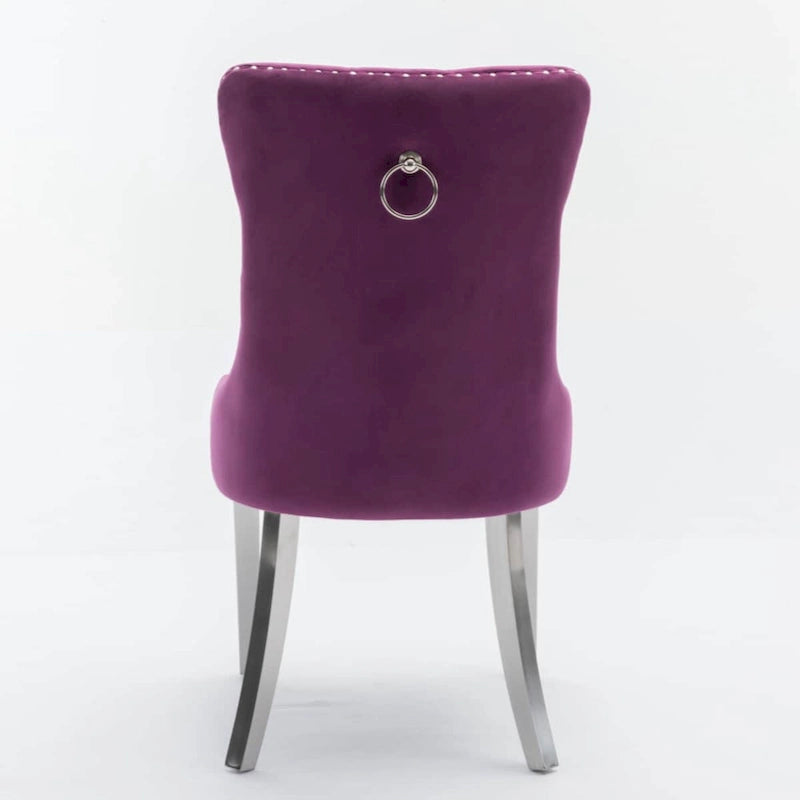 High-end Tufted Solid Wood Contemporary Velvet Upholstered Dining Chair with Chrome Stainless Steel Plating Legs