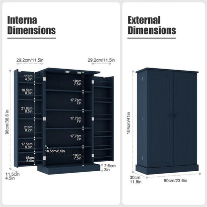 Storage Cabinet with Doors and Adjustable Shelves - 12D x 23.62W x 41H