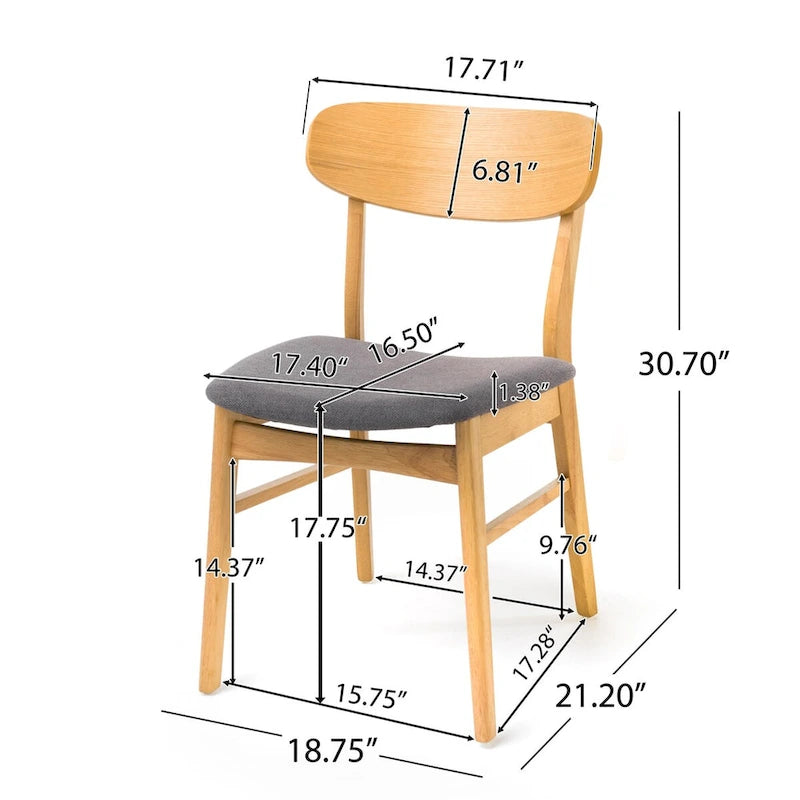 DINING CHAIR beautifully finished wood frame RUBBERWOOD LEGS UPHOLSTERED