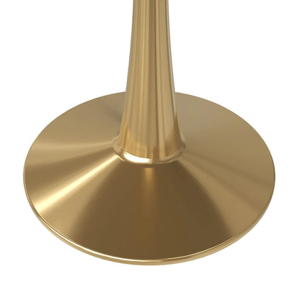 LeisureMod Bristol 40 Round Dining Table for 4 with MDF Tabletop in Gold Steel Base for Kitchen & Dining Room